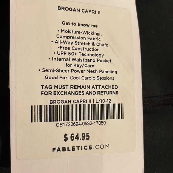 NWT Fabletics Mid Rise Mesh Brogan Capri Leggings Black/Rose Gold - Picture 8 of 9